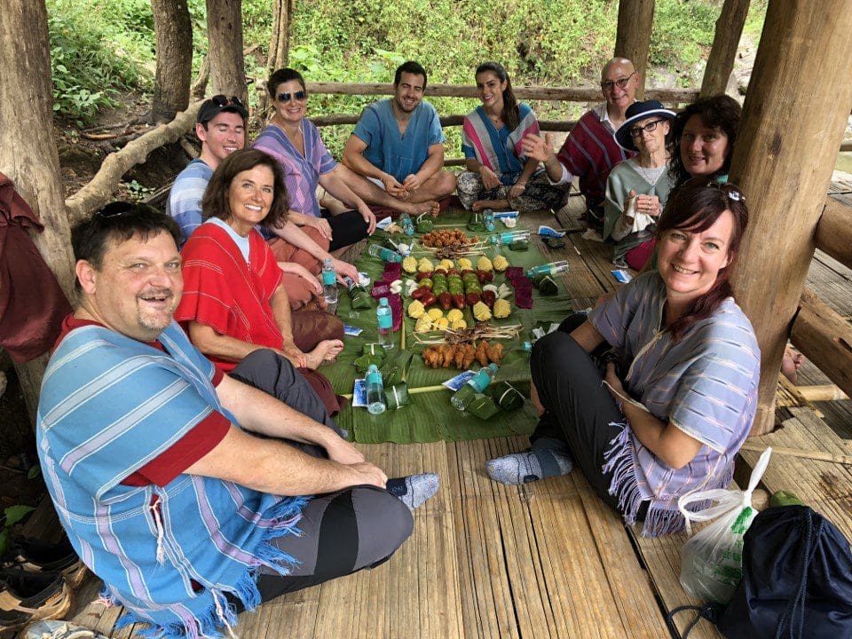 Friends at dinner in Thailand